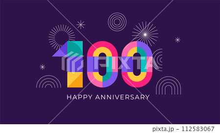 Anniversary concept design. Modern geometric style. Fireworks and celebration colorful background Anniversary concept design. Modern geometric style. Fireworks and celebration colorful background 112583067