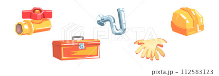 Professional Plumber Object and Instrument Vector Set 112583123