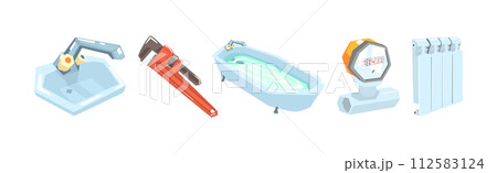 Professional Plumber Object and Instrument Vector Set Professional Plumber Object and Instrument Vector Set 112583124