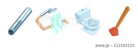Professional Plumber Object and Instrument Vector Set Professional Plumber Object and Instrument Vector Set 112583125
