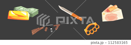 Gangster and Mafia Object and Stuff Vector Set 112583165