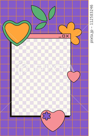 Cute nostalgic 90s retro vaporwave post and story template. Social media stories and posts with old computer aesthetic ui elements vector. Illustration of retro groovy abstract interface Cute nostalgic 90s retro vaporwave post and story template. Social media stories and posts with old computer aesthetic ui elements vector. Illustration of retro groovy abstract interface 112583246