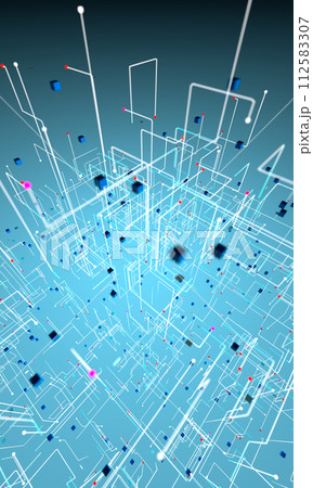 Grid and net particles structure background. 112583307