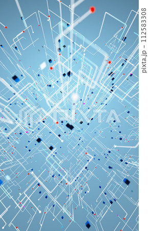 Grid and net particles structure background. 112583308