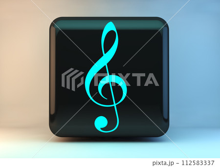 Icon or symbol of music, treble clef. 3d illustration. 112583337