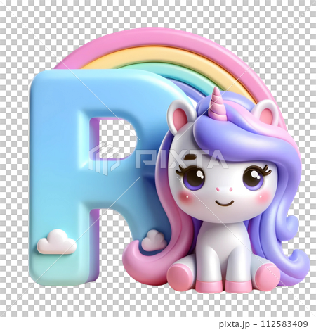 Letter R With unicornのイラスト素材 [112583409] - PIXTA