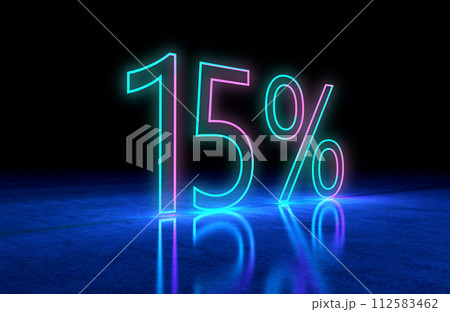 Discount promotion sale made of neon numbers. 3d illustration. 112583462
