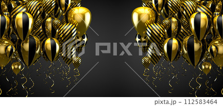 Festive and celebration background. Gold and golden balloons. 112583464