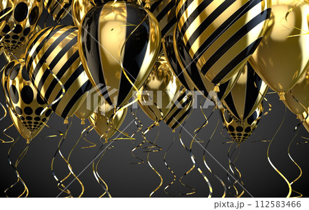 Festive and celebration background. Gold and golden balloons. Festive and celebration background. Gold and golden balloons. 112583466