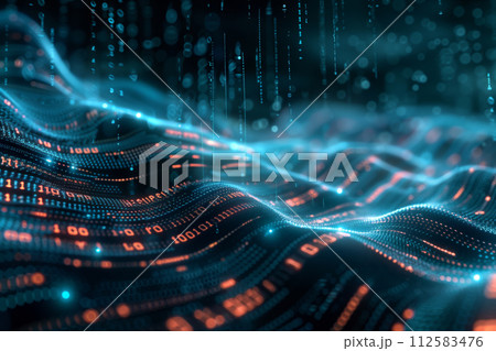 Abstract digital binary code landscape with...のイラスト素材 [112583476] - PIXTA