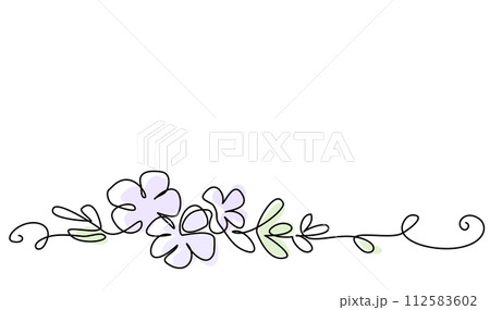 Flowers decoration row border. Continuous one line drawing. 112583602