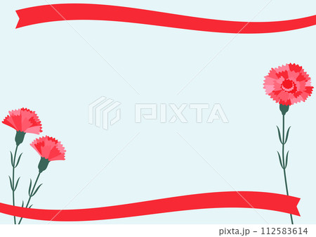 カーネーションの母の日背景フレーム5青色 カーネーションの母の日背景フレーム5青色 112583614