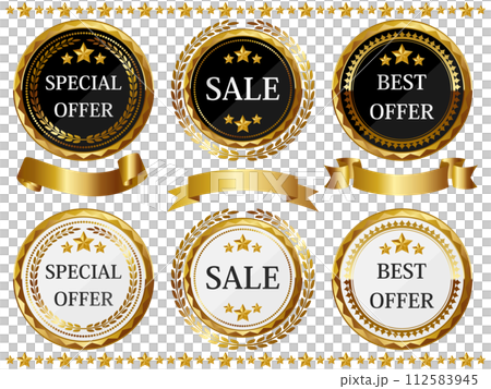 高級感のある販促エンブレム6種セット ブラック&ホワイト 高級感のある販促エンブレム6種セット ブラック&ホワイト 112583945