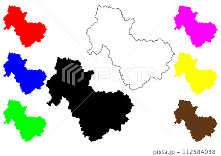 Qingyuan city (People's Republic of China, PRC) map vector illustration, scribble sketch Tsingyun Prefecture-level city map 112584038