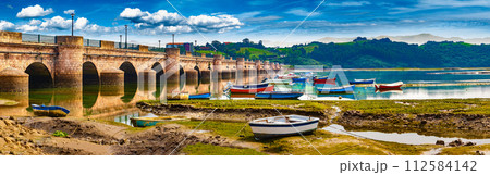 San Vicente de la barquera village in Cantabria,Spain. 112584142