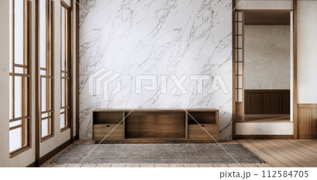 cabinet in modern empty room and white wall on white floor room japanese style. 112584705