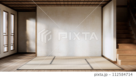 Minimalist Interior with wooden japan empty wall background mockup Minimalist Interior with wooden japan empty wall background mockup 112584714