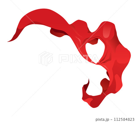 Superhero red cape in front view. Scarlet fabric silk cloak. Mantle costume or cover cartoon vector illustration 112584823