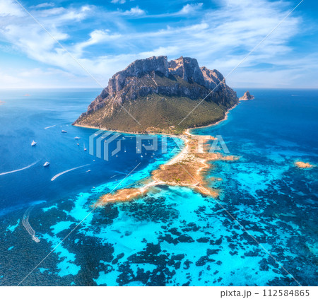 Aerial view of amazing Tavolara island in Sardinia, Italy Aerial view of amazing Tavolara island in Sardinia, Italy 112584865