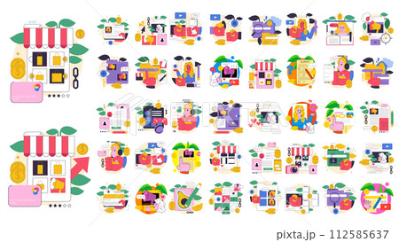 Passive income in the internet. Making money on online services and technologies. Easy way to receive profit from remote source. Flat vector illustration Passive income in the internet. Making money on online services and technologies. Easy way to receive profit from remote source. Flat vector illustration 112585637