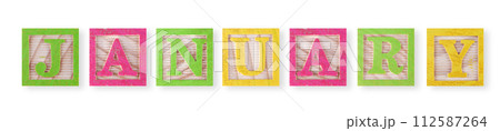 January concept with wood blocks January concept with wood blocks 112587264
