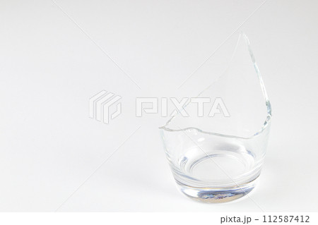 sharp Pieces of broken glass isolated on white background. sharp Pieces of broken glass isolated on white background. 112587412