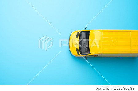 Delivery car van view from above. Blank. Transportation and logistics. Delivering goods and services. 112589288