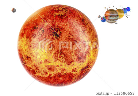 Venus with realistic texture and solar system, 3D rendering 112590655