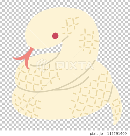 白へびのイラスト（金のうろこバージョン）のイラスト素材