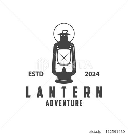 Lantern Logo Design Street Lamp Old Classic Vintage Minimalist Illustration Template 112591480