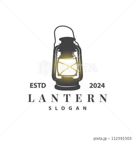 Lantern Logo Design Street Lamp Old Classic Vintage Minimalist Illustration Template 112591503