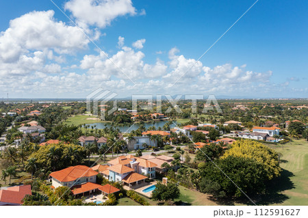 Golf club field, nobody. Aerial view Golf club field, nobody. Aerial view 112591627