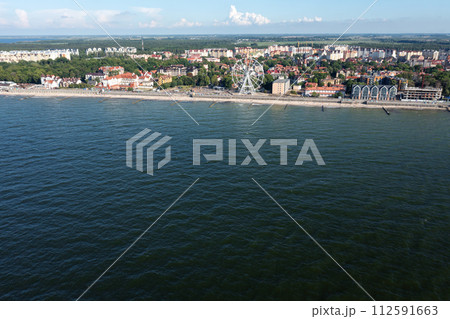 Baltic sea beach with Zelenogradsk embankment. Kaliningrad region 112591663