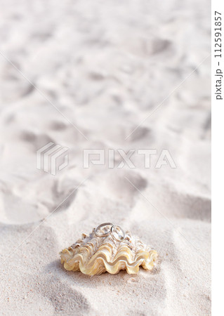 Romantic tropical scene on beach 112591857