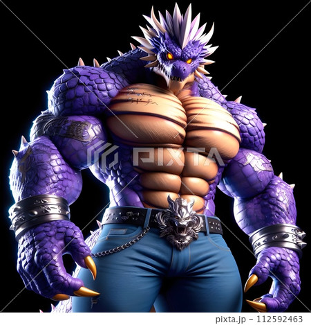 A massive humanoid dragon with purple. 112592463