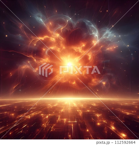 An illustration of the Big Bang explosion. 112592664