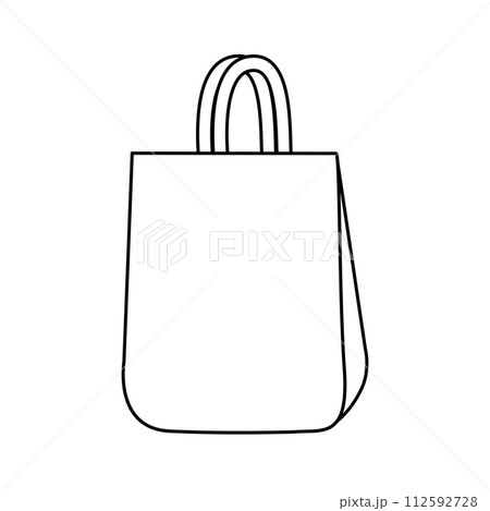 Paper bag for shopping or gifts, doodle style flat vector outline for coloring book 112592728