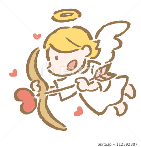 ハートの弓矢を持った小さな女の子の天使のイラスト 112592887