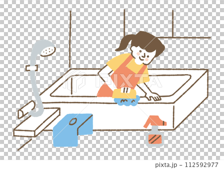 清潔浴室的年輕女子_color 清潔浴室的年輕女子_color 112592977