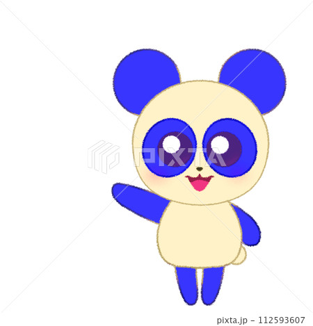 手をあげているパンダのクレヨンイラスト 112593607