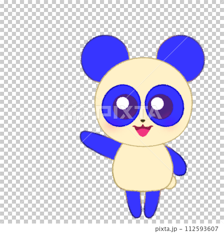 手をあげているパンダのクレヨンイラスト 112593607