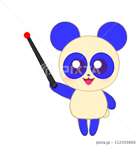 手をあげて指し棒を持つパンダのクレヨンイラスト 手をあげて指し棒を持つパンダのクレヨンイラスト 112593608