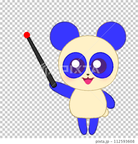 手をあげて指し棒を持つパンダのクレヨンイラスト 手をあげて指し棒を持つパンダのクレヨンイラスト 112593608