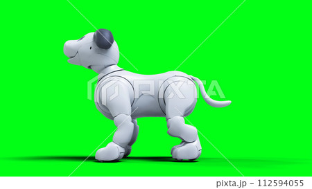 small funny robotic smart dog, pet. Green screen isolate. 3d rendering. small funny robotic smart dog, pet. Green screen isolate. 3d rendering. 112594055