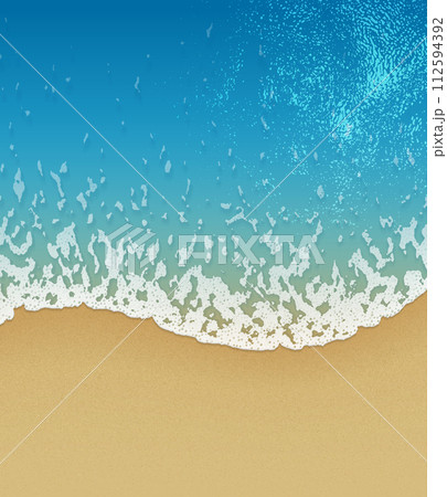 Realistic sandy beach with sea waves from top view vector illustration Realistic sandy beach with sea waves from top view vector illustration 112594392