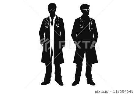 Two Doctor Silhouette, Doctor activity silhouette,Doctor vector illustration, Two Doctor Silhouette, Doctor activity silhouette,Doctor vector illustration, 112594549