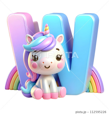 Letter W With unicorn 112595226
