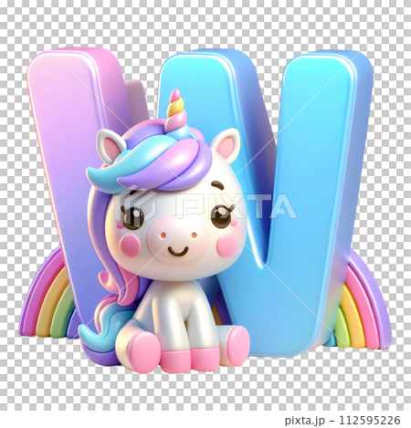 Letter W With unicorn 112595226