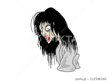 浮世絵風の女性のお化け 112596160