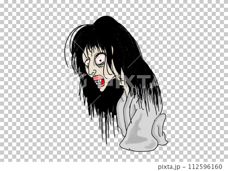 浮世絵風の女性のお化け 112596160